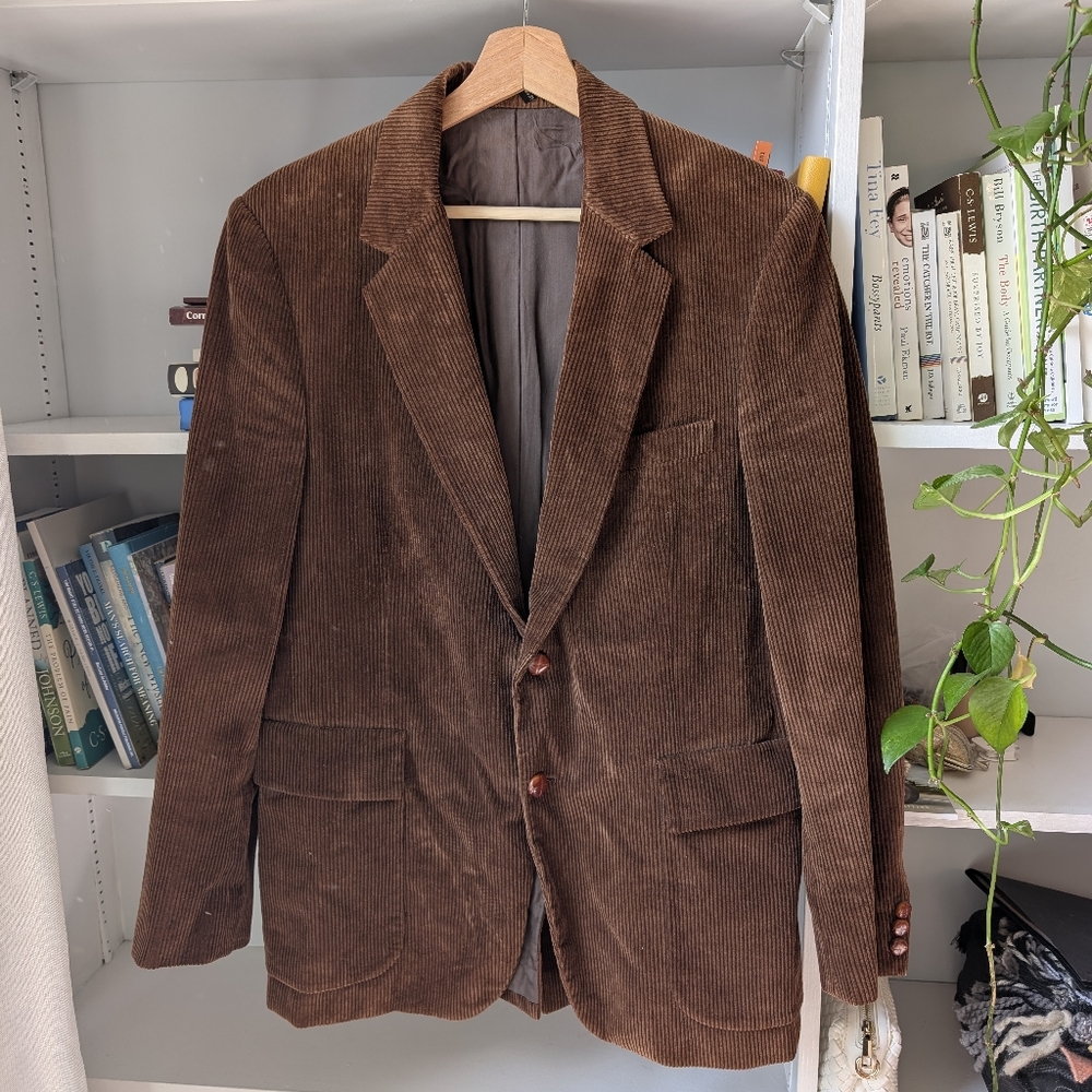 Vintage Men's Blazer Brown Courdory Size 40R Preppy Dark Academia Teacher